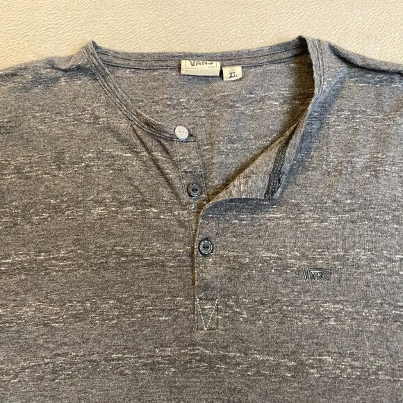 Vans Mens Henley Shirt XL Gray Heather Heritage Cotton Blend Casual - Picture 6 of 14